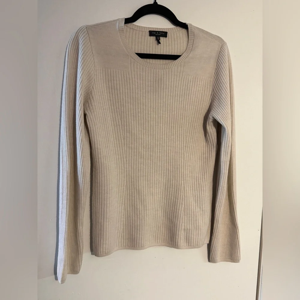 Rag & Bone Beige Audrina Ribbed wool sweater. Size M. - Picture 6 of 10